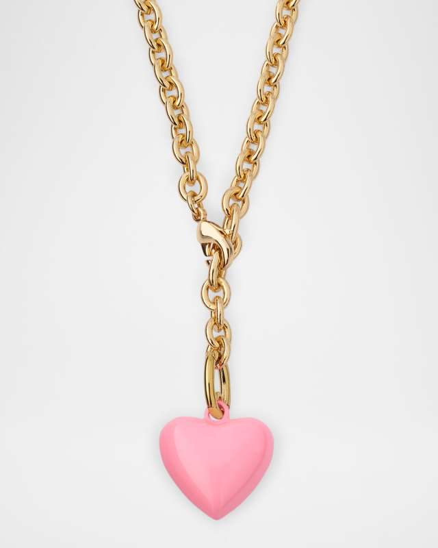 The Mini Puffy Heart Necklace, Pink